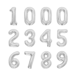 파티아일랜드 40cm 숫자 호일 풍선 12p 세트 실버 생일이벤트 숫자풍선 16인치