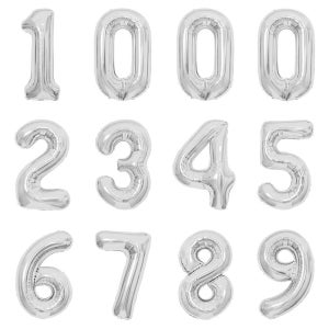 파티아일랜드 80cm 숫자 호일 풍선 12p 세트 실버 생일이벤트 숫자풍선 32인치