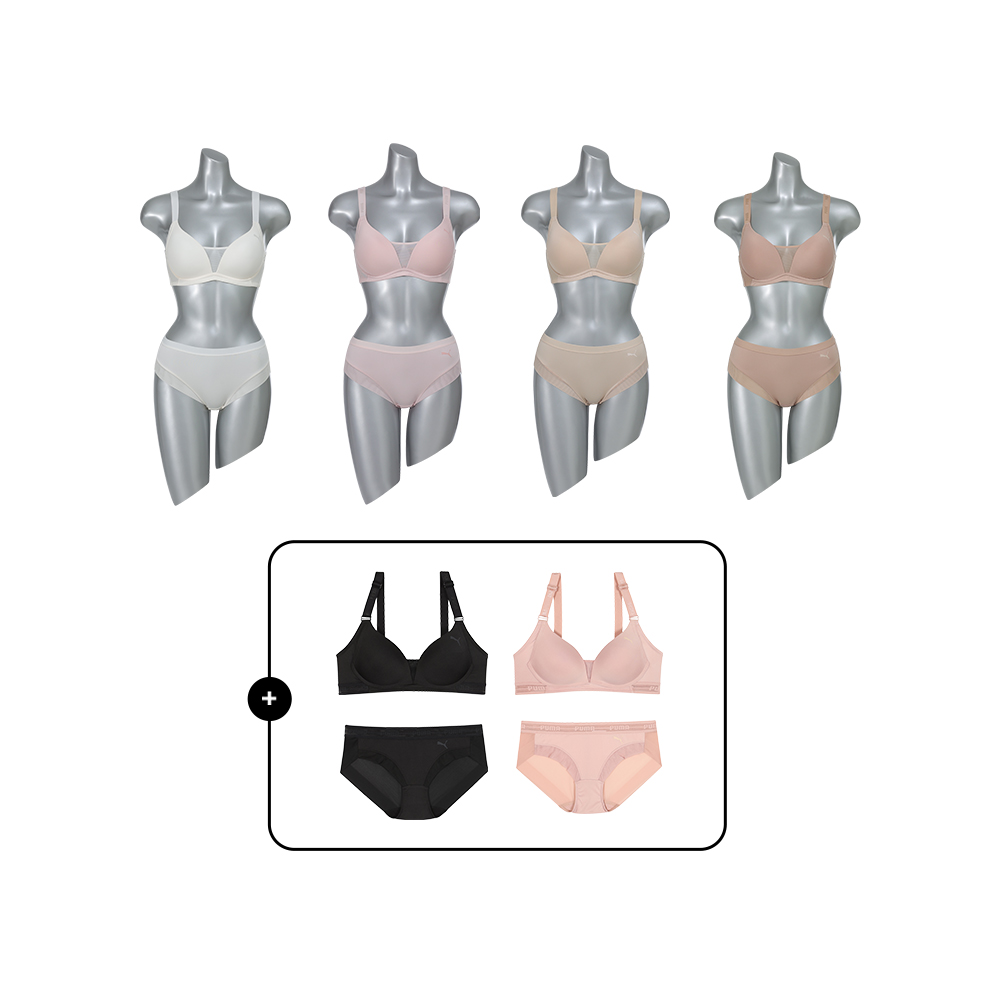 [핫딜 N단독] 푸마 바디웨어 여성 볼륨 풀커버 브라팬티 4SET+2SET 추가 증정