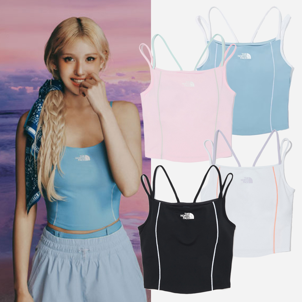 노스페이스 여성 크롭 래쉬가드 수영복 끈나시 NT7VQ38A