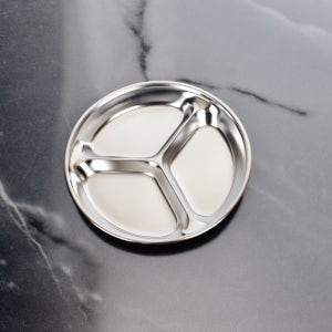 간식접시 원형 3구 스텐 플레이트 스낵 과일 안주 나눔 업소용 가정용 1호