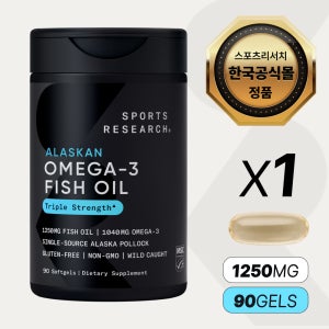 [한국공식몰] 스포츠리서치 rTG 오메가3 트리플 스트렝스 알래스카산 명태 90정, 1개