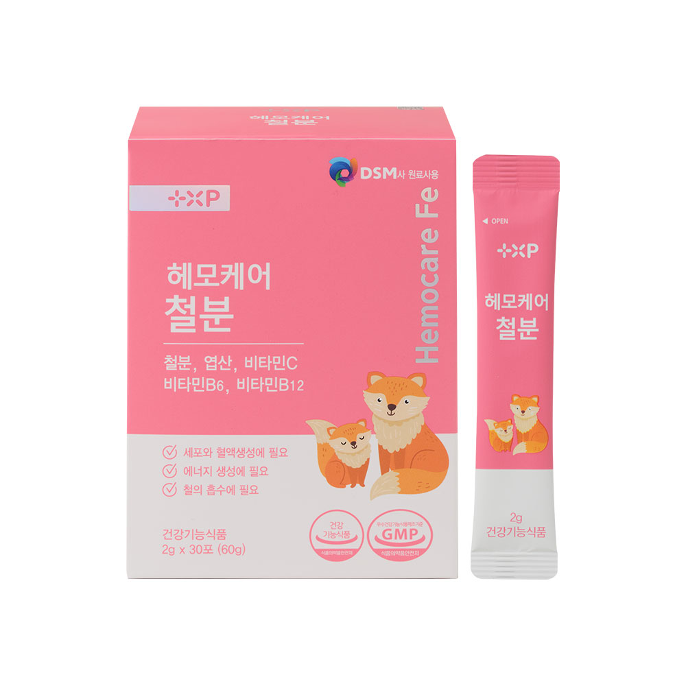 어린이부터 임산부까지 흡수율 높은 식물성 비헴철 철분제 헤모케어 철분 30포, 1개