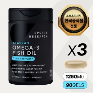 [한국공식몰] 스포츠리서치 rTG 오메가3 트리플 스트렝스 알래스카산 명태 90정, 3개