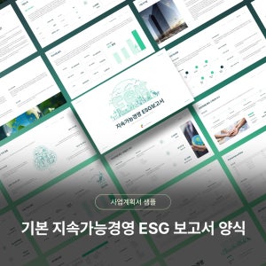 기본 지속가능경영 ESG 보고서 PPT 템플릿 양식(기업공통, 정부지원ESG, ESG기본사업,ESG경영 )