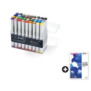 코픽 스케치마카 36색 세트 /디자인마카 + 알콜 잉크 아트지 A4