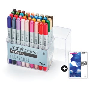 코픽 마카 챠오마카 36색 세트 D /디자인마카 + 알콜 잉크 아트지 A4