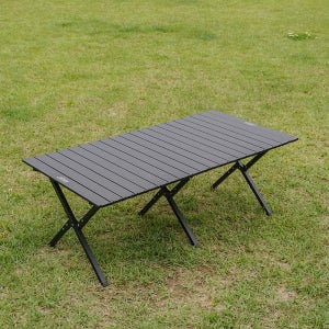 제라 탄소강 높이조절 캠핑테이블 120cm 경량 롤 테이블 블랙