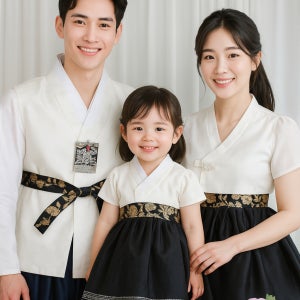 가족3인한복대여 여름 반팔 엄마 여아 아기 빅사이즈가능 아라한복대여전문점 연이 무료배송반송