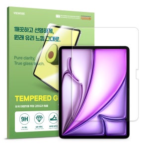 아이패드 에어 13 7세대 M3 투명 강화유리 액정 보호 필름 에어 13 7/6세대 (M3/2), 1매입