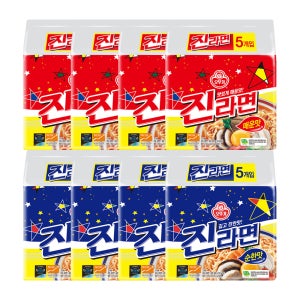 [4+4] 오뚜기 진라면 매운맛/순한맛/약간매운맛/진비빔면/스낵면/열라면/짜슐랭/참깨라면 외