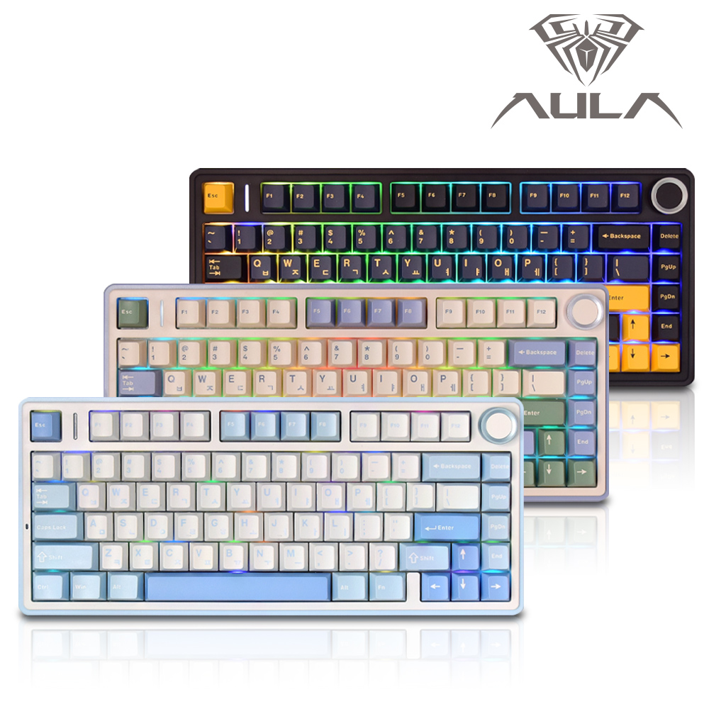 AULA 독거미 키보드 저소음 F75 회목축 V3 블루투스 무선 애플 사무용 기계식 게이밍