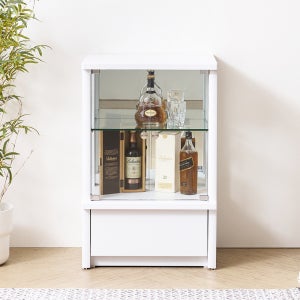 빌바오 2단 600 화이트 서랍형 유리 진열장 위스키 피규어 레고장식장