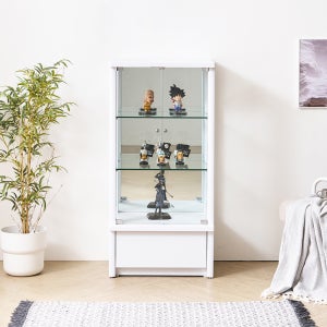 빌바오 3단 600 화이트 서랍형 유리 진열장 위스키 피규어 레고장식장