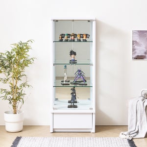 빌바오 4단 600 화이트 서랍형 유리 진열장 위스키 피규어 레고장식장