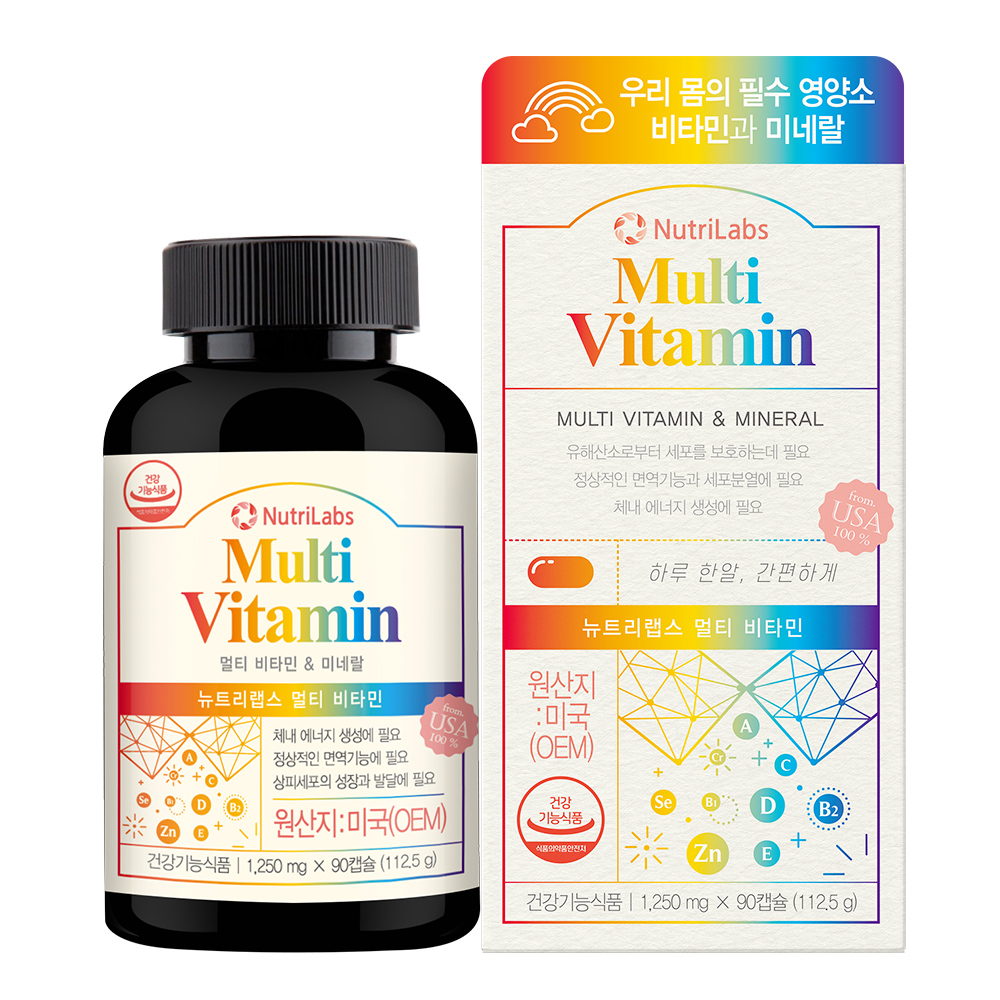 뉴트리랩스 멀티비타민 &amp; 미네랄 1,250mg x 90캡슐(3개월분)
