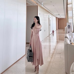 [체리미] 디아나 드레이프 랩 플레어 하객 나시 롱 원피스