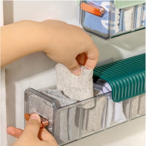 슬라이딩 소품 정리함 무타공 양말 수납 속옷 칸막이 미니수납 다용도정리함