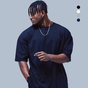 [베르만어패럴] 남성 베이직 절개 오버핏 반팔 티셔츠 4colors 헬스 짐웨어 운동복