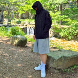 남자빅사이즈 완전 방수 레인 후드 오버핏 바람막이 자켓