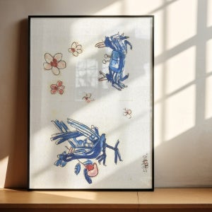 블랙 골드 화이트 그림액자 a1/50x70/a2 작가 이중섭 0098 닭과 게