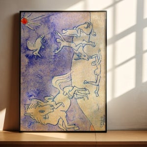 블랙 골드 화이트 그림액자 a1/50x70/a2 작가 이중섭 0107 말과 소를 부리는 사람들