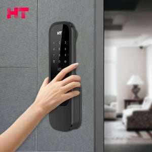 현대에이치티 즉시잠김 무타공 현관문도어락 푸시풀 번호키 설치 HDL-A1002