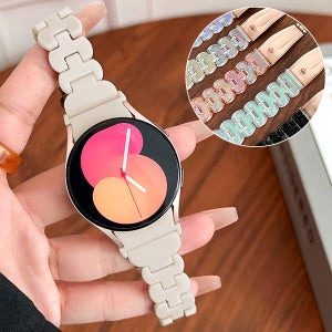 갤럭시워치5 프로 40 44 45mm 호환 전용 날개형 오로라 글리터 레진 스트랩 밴드 시계줄