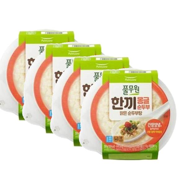 <b>풀무원</b> 한끼몽글순두부 맑은순두부탕 280g 4개 고소하고 진한 간장소스