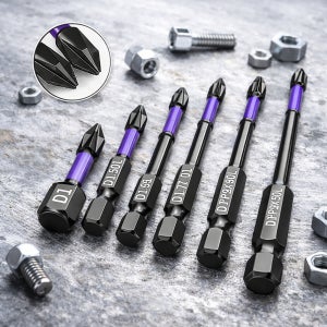 로인코 드라이버 비트 전동 십자 임팩트 자석 비트 퍼플 1세트