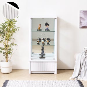 빌바오 3단 600 화이트 리브템바형 유리 진열장 위스키 피규어 레고장식장