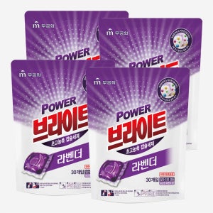 무궁화 파워브라이트 미세먼지케어 실내건조 초고농축 캡슐세제 파우치 라벤더 30개입 X 4개