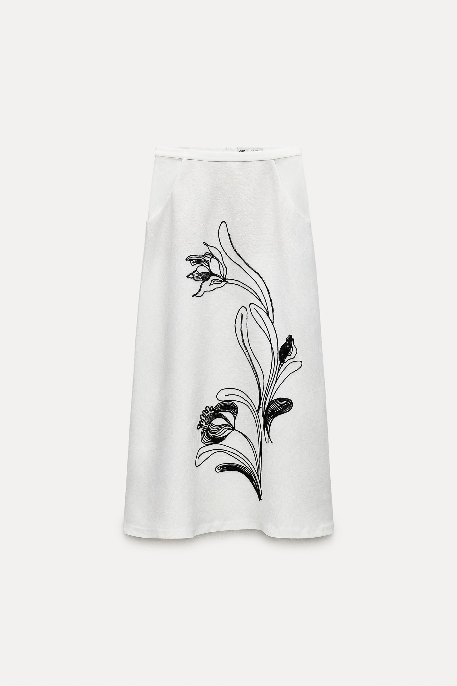 ZARA 자라 하이웨스트 리넨 미디스커트 4786/076 4786076