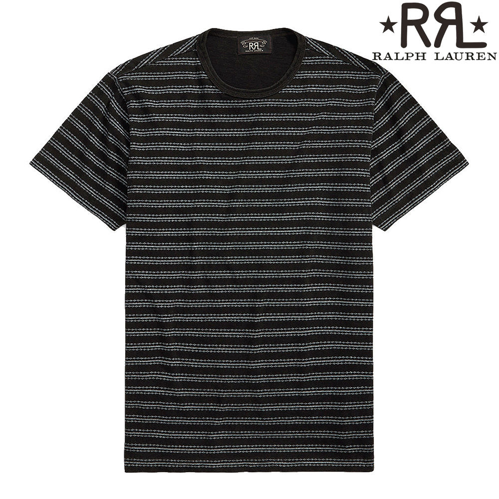 더블알엘 스트라이프 저지 크루넥 티셔츠 RRL 반팔 Black