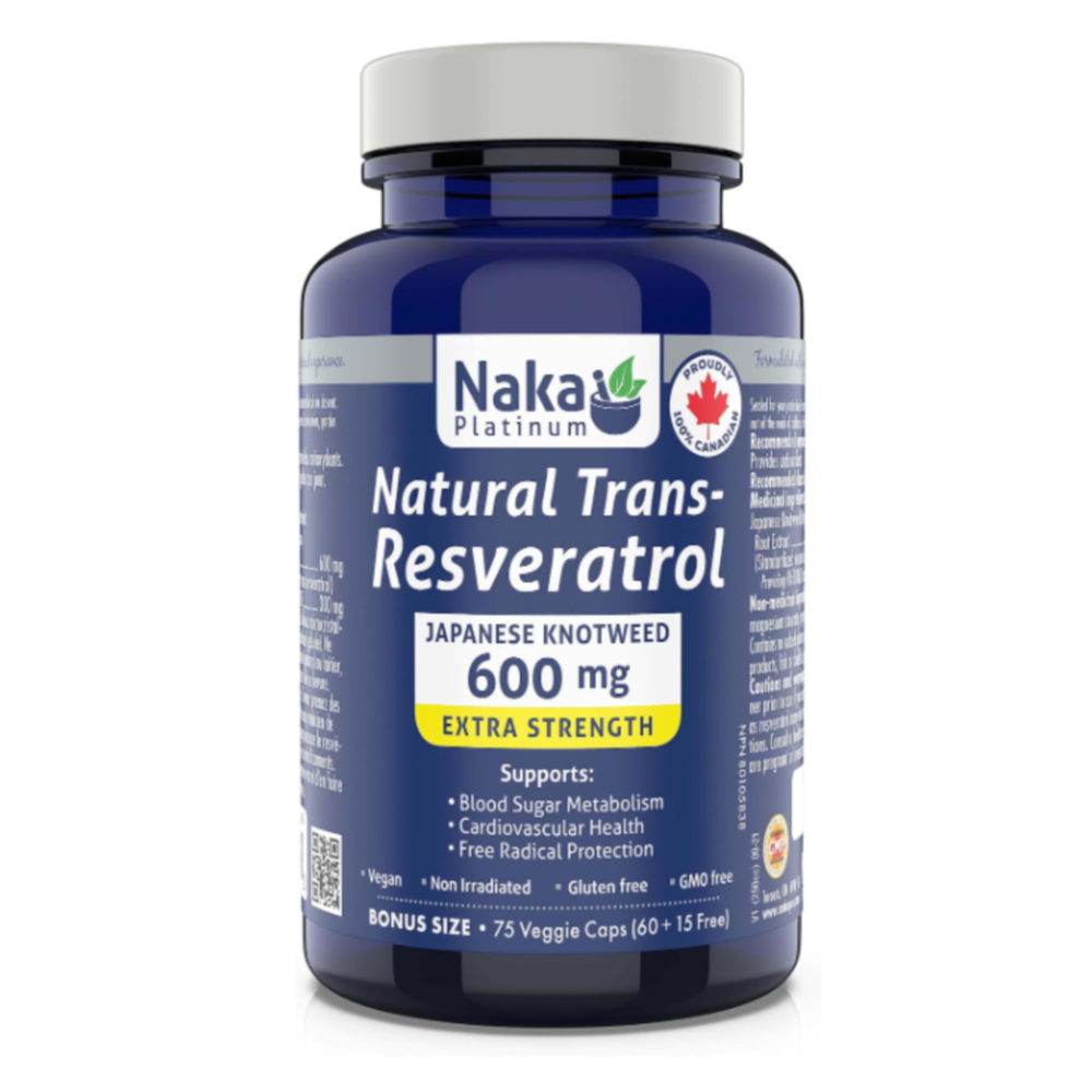 Naka <b>플래티넘 내추럴</b> 트랜스 레스베라트롤 600MG 75베지캡슐 캐나다