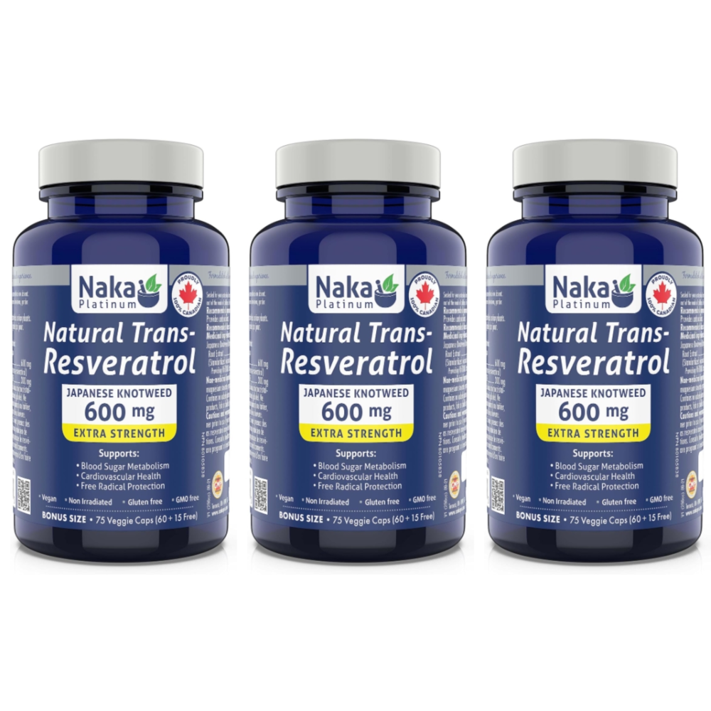 Naka <b>플래티넘 내추럴</b> 트랜스 레스베라트롤 600MG 75베지캡슐X3개 캐나다