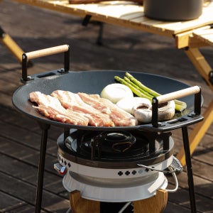 로이첸 IH 인덕션 코팅 높이조절 무쇠 주물 캠핑 그리들 32cm 우드핸들 1+1