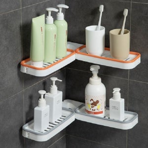 무타공 코너 욕실 선반 화장실 싱크대 다용도 수납 세면대 일자형 정리대 흡착식