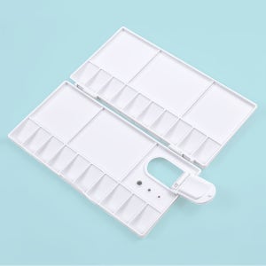 휴대용 접이식 25칸 사각 수채화 팔레트 미술용 물감 유화 야외 플라스틱 파렛트