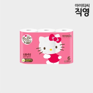 헬로키티 4겹 양면더블데코 도톰미니 화장지 25m, 6롤, 1팩