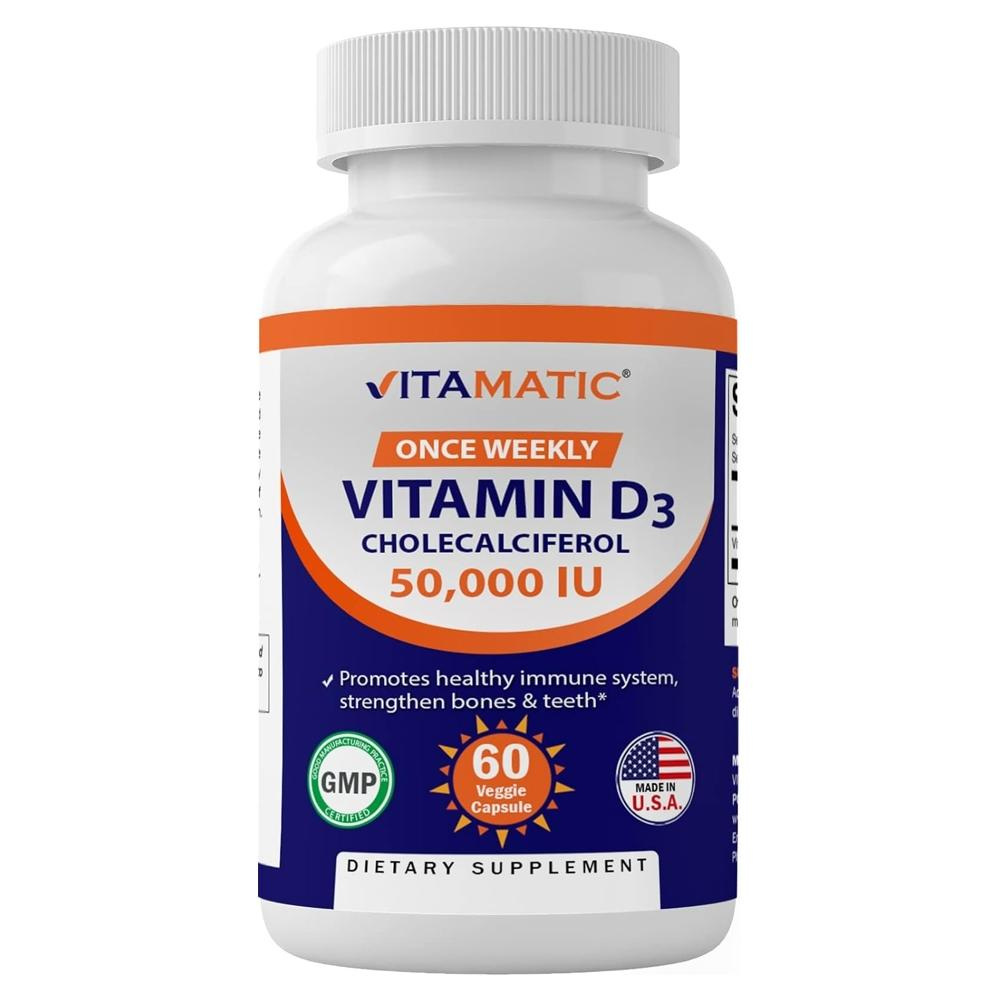 비타메틱 Vitamatic 원스위클리 <b>콜레칼시페롤</b> <b>비타민D3</b> <b>50000IU</b> 60베지캡슐