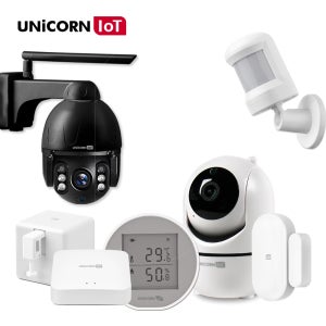 유니콘IOT 전원주택세트 인공지능AI 홈 온습도 모션 도어센서 자동클릭 실내외 CCTV