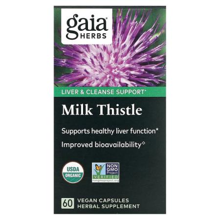 <b>가이아</b> 허브 Gaia Herbs 밀크시슬, 베지 캡슐 60정