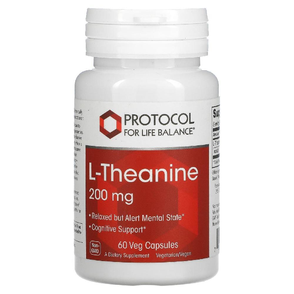 <b>프로토콜 포 라이프 발란스</b> L-<b>테아닌</b> 200mg 식물성 캡슐 60정 <b>Theanine</b>