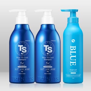 [도착보장] 뉴TS쿨샴푸 500g x 2개+TS블루샴푸 500ml 탈모증상완화 쿨샴푸세트