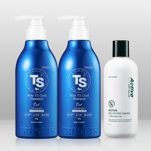 [공식] 뉴TS쿨 탈모증상완화 샴푸 500g x 2개+TS 액티브 올인원워시 300g 쿨세트