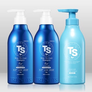 [공식] 탈모증상완화 뉴TS쿨 딥클렌징 쿨링 샴푸 500g x 2개+TS 블루 진정 카페인 샴푸 500g