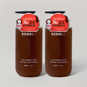 봄비유 한올 맥주효모 바이오틴 지성 카페인 두피케어 탈모 완화 쿨링 샴푸 500ml, 2개