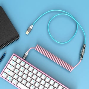 키보드 항공케이블 화이트/블루/핑크 DIY 제작 키보드선 코일 C타입 케이블