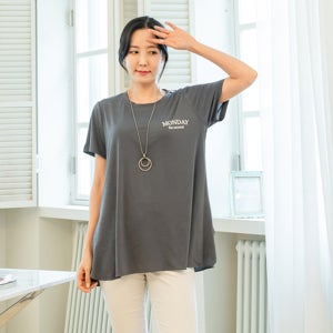 반팔 옆트임 먼데이 빅사이즈티 여성 ~3XL 박스티 편한티 심플 에이라인 A라인 신축성 가벼운티